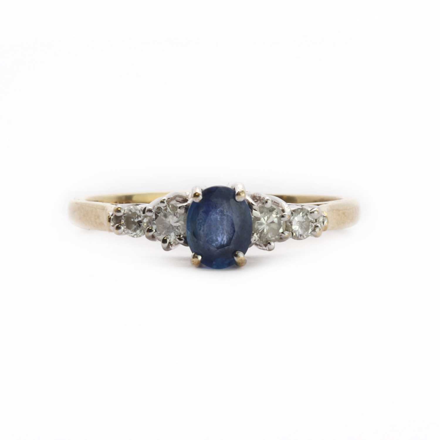 A 9ct gold sapphire and diamond ring,