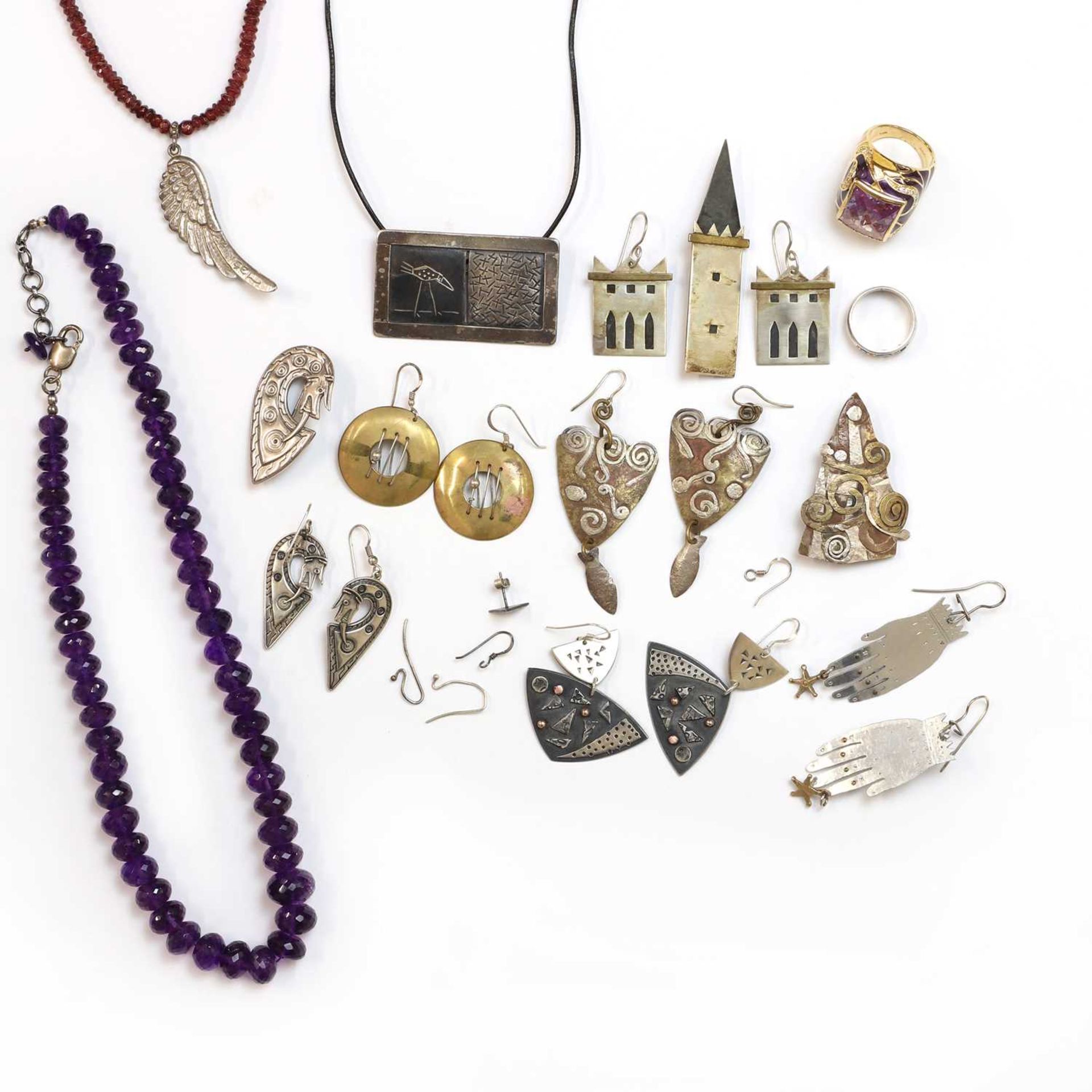 A collection of contemporary silver and costume jewellery,