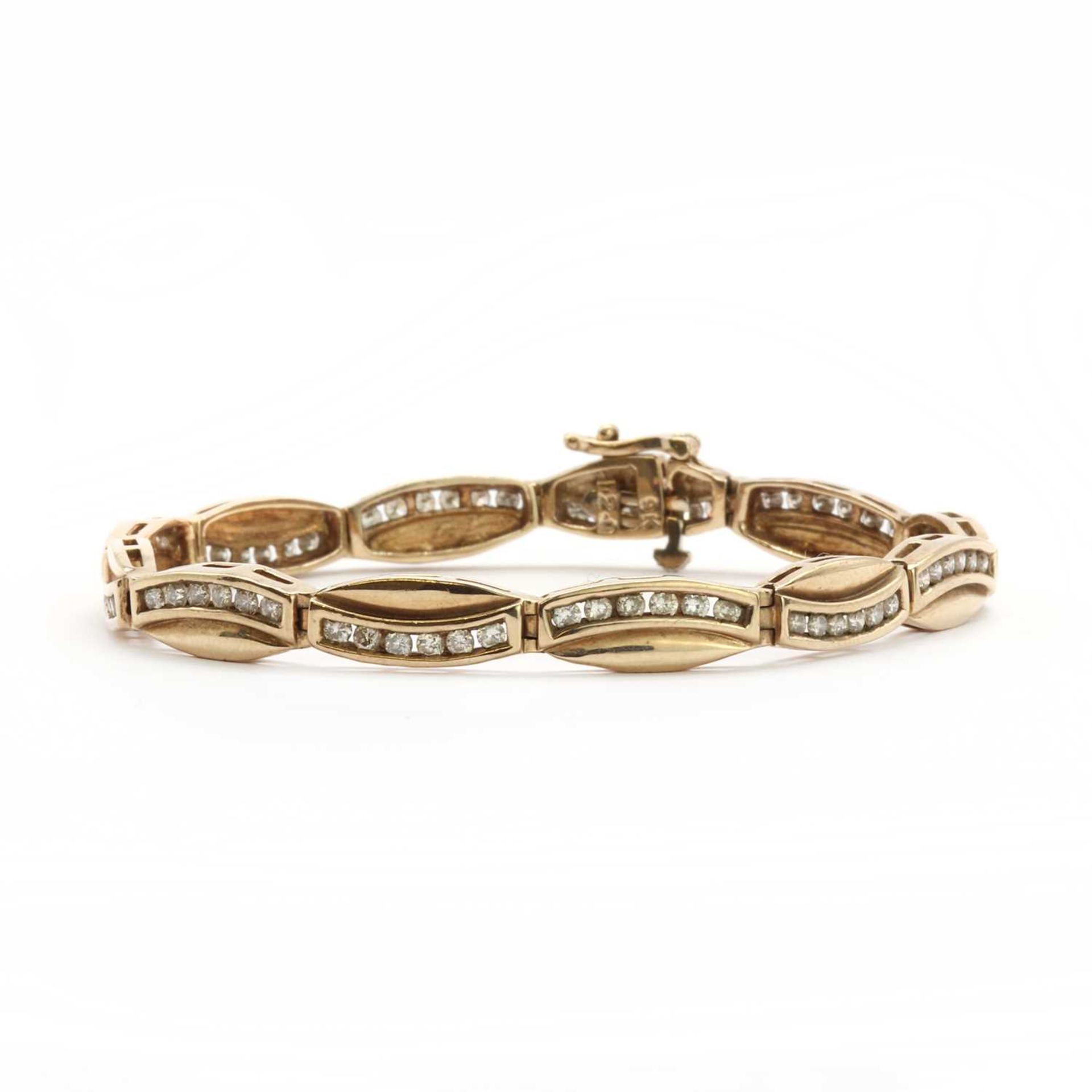 A 9ct gold diamond panel bracelet,