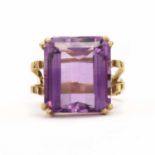 An 18ct gold single stone amethyst ring,