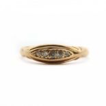 An Edwardian 18ct gold five stone boat shaped ring,