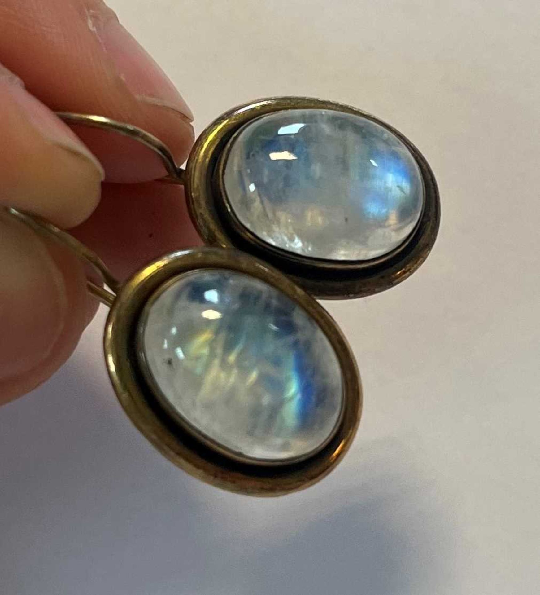 A pair of silver gilt labradorite drop earrings, - Image 5 of 7