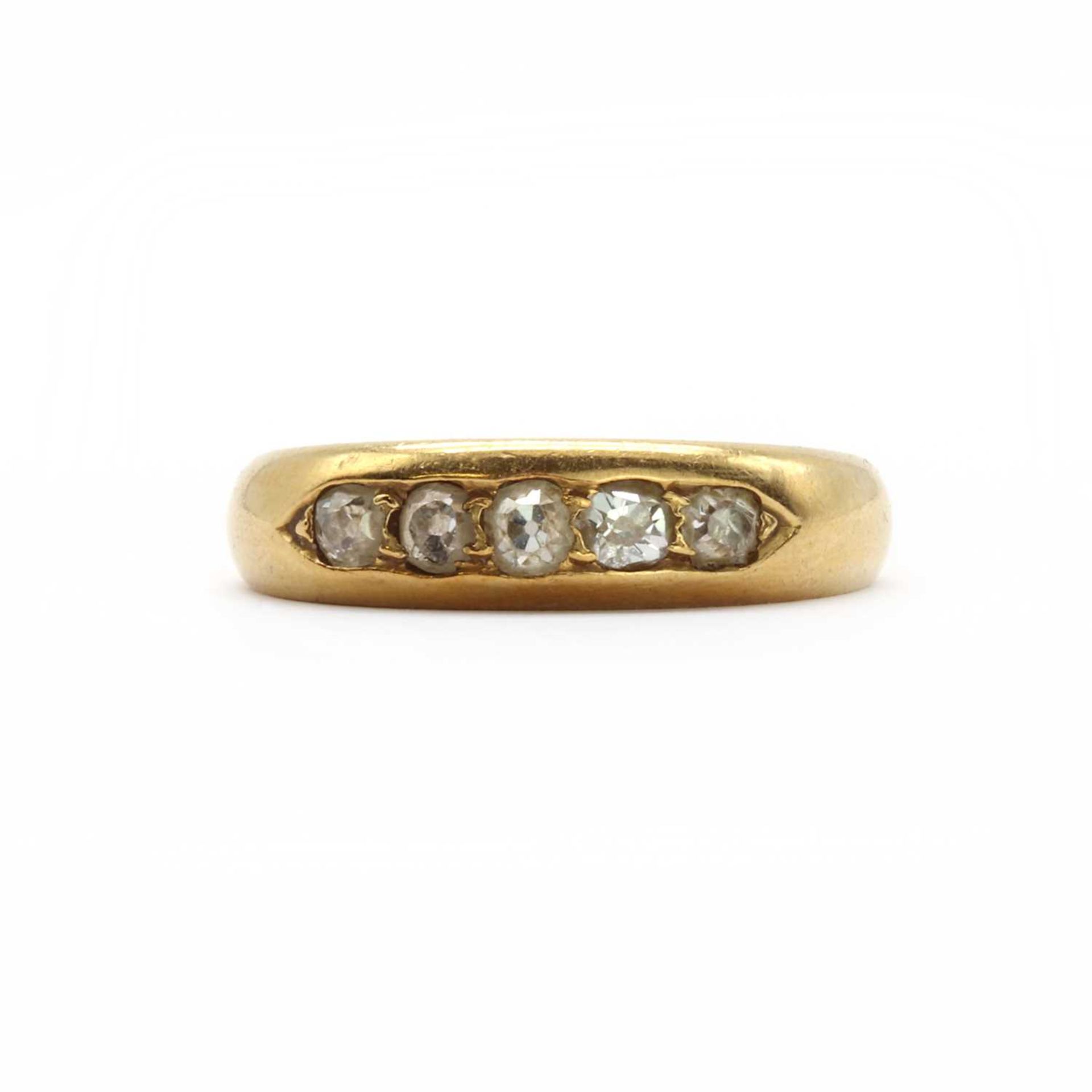 An 18ct gold five stone diamond ring,