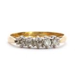 An 18ct gold five stone diamond ring,