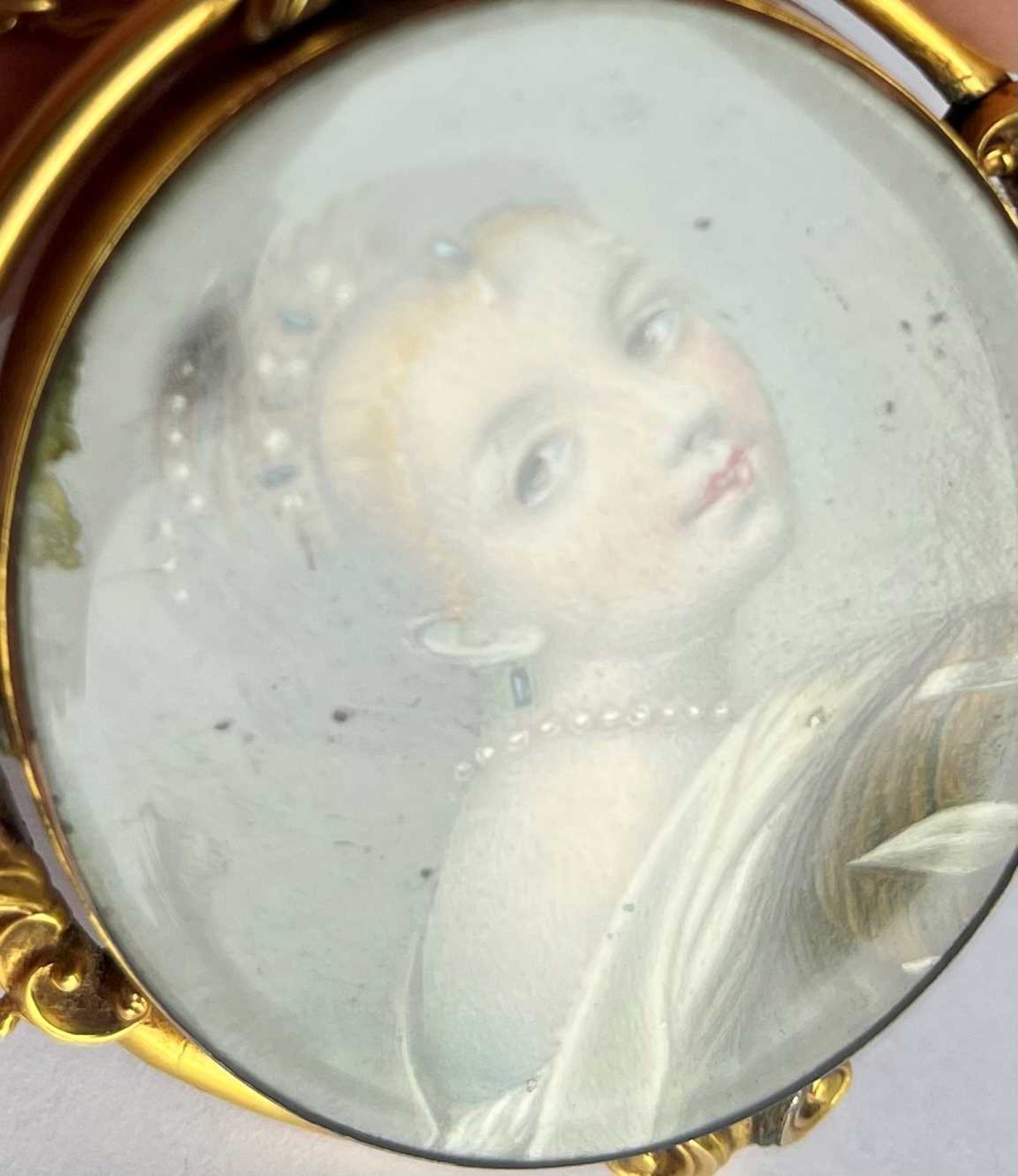 A miniature portrait of a young lady, English School, 19th Century, - Bild 4 aus 8