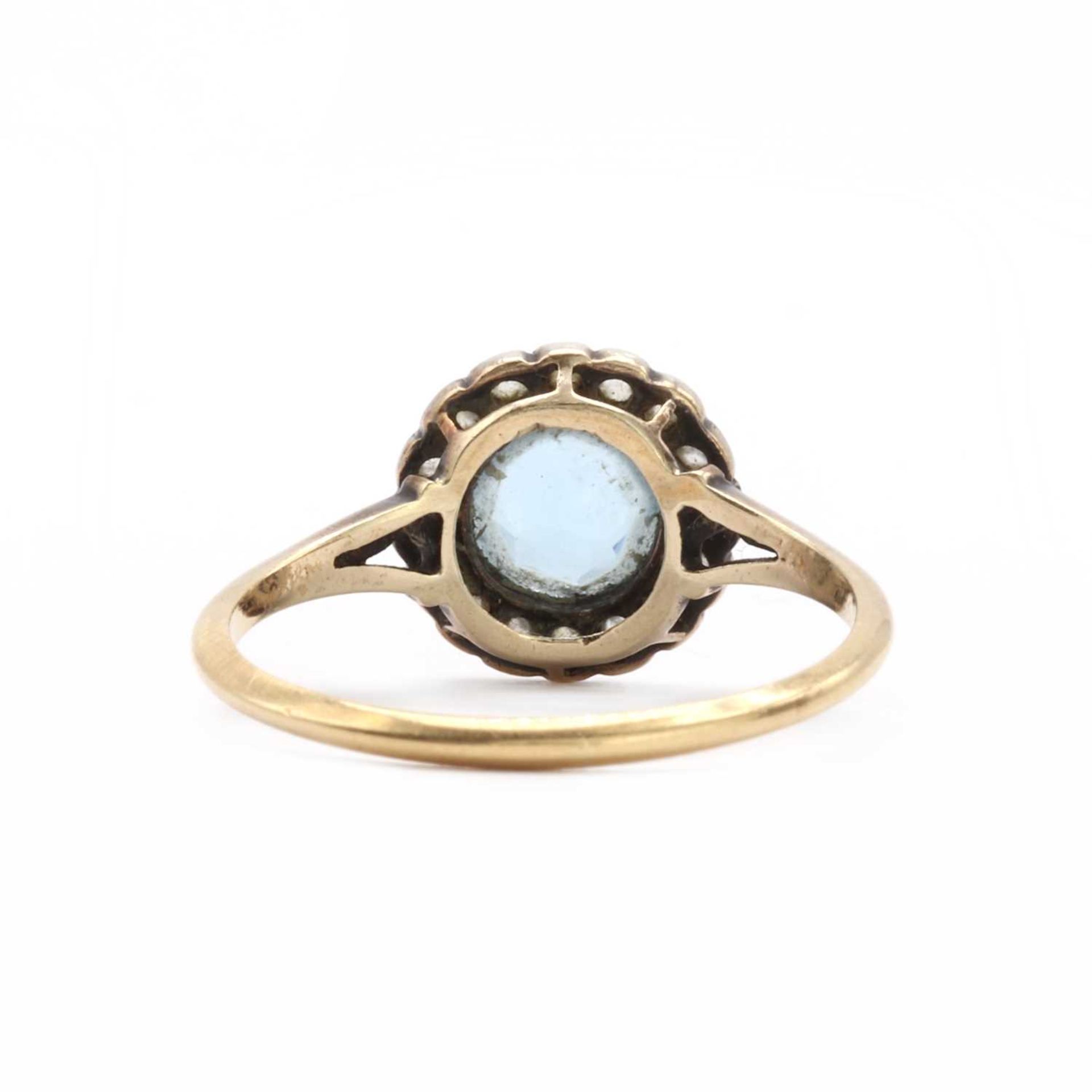 A gold aquamarine and diamond cluster ring, - Image 3 of 3