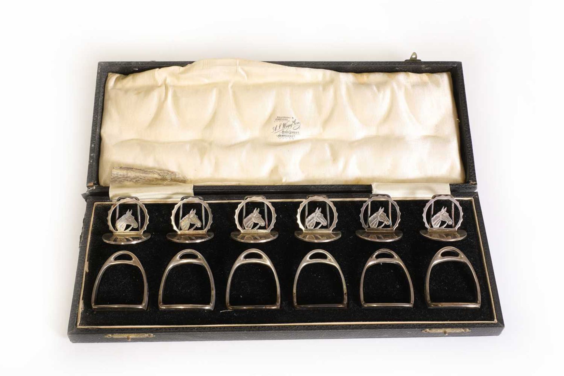 Of Equestrian Interest: A set of six silver placeholders and six napkin rings, - Image 4 of 5
