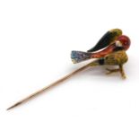 A Victorian polychrome enamel stick pin,