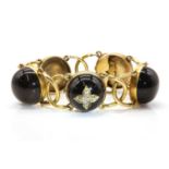 A late Victorian diamond and agate bracelet,