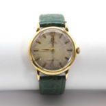 A gentlemen's 18ct gold Omega automatic strap watch,
