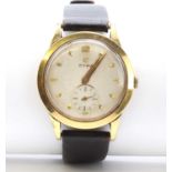 A gentlemen's 18ct gold Cyma mechanical strap watch,