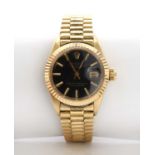 A ladies' 18ct gold Rolex “Oyster Perpetual Datejust” automatic bracelet watch,