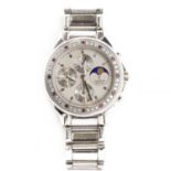 A gentlemen's limited edition platinum Corum automatic chronograph bracelet watch, c.1990,