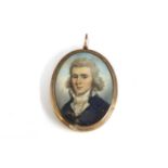 A portrait miniature of William Bellew wearing a naval uniform,