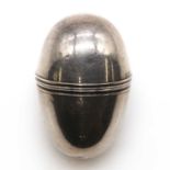 A Georgian sterling silver egg form nutmeg grater, by Samuel Meriton,
