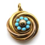 A Victorian turquoise set pendant,