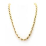 An Italian two colour gold rope necklace,