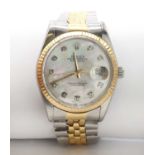 A gentlemen's bi-colour Rolex Oyster Perpetual Datejust bracelet watch,