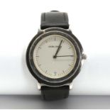A gentlemen's sterling silver Georg Jensen automatic strap watch,
