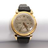 A gentlemen's 18ct gold Movado Fab Suisse triple calendar date mechanical strap watch,