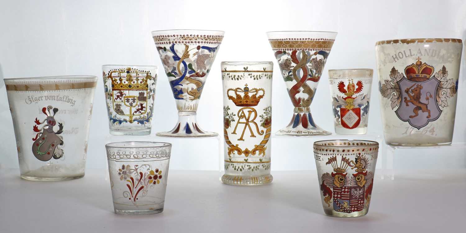 A group of enamelled Historismus glass