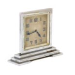 An Art Deco chrome plated travel clock,