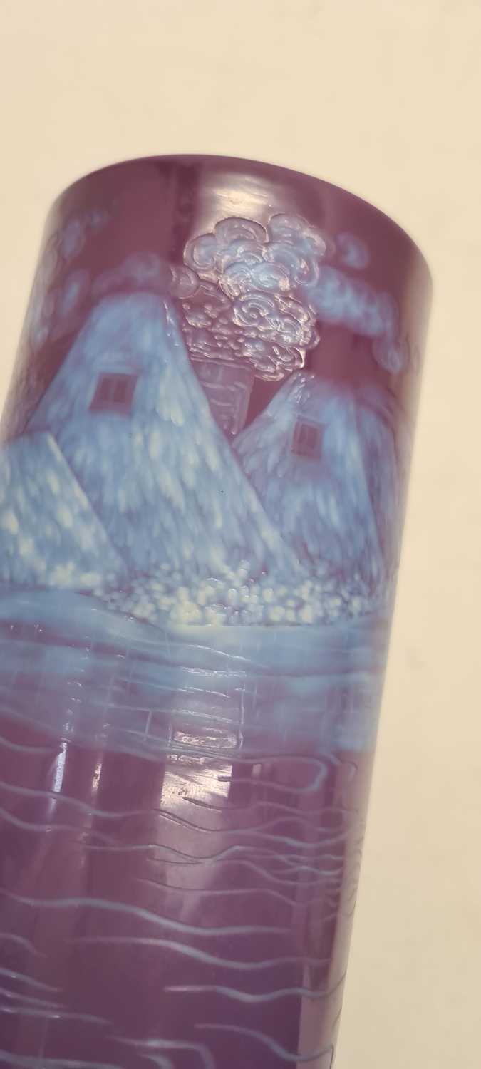 A Stevens & Williams three colour intaglio cut glass vase - Image 11 of 23