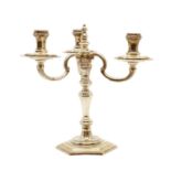 A silver candelabra