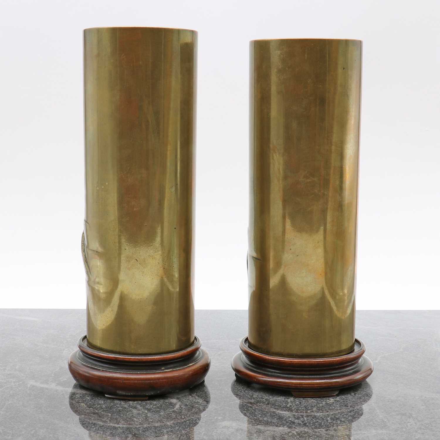 A pair of Japanese brass vases, - Image 5 of 5