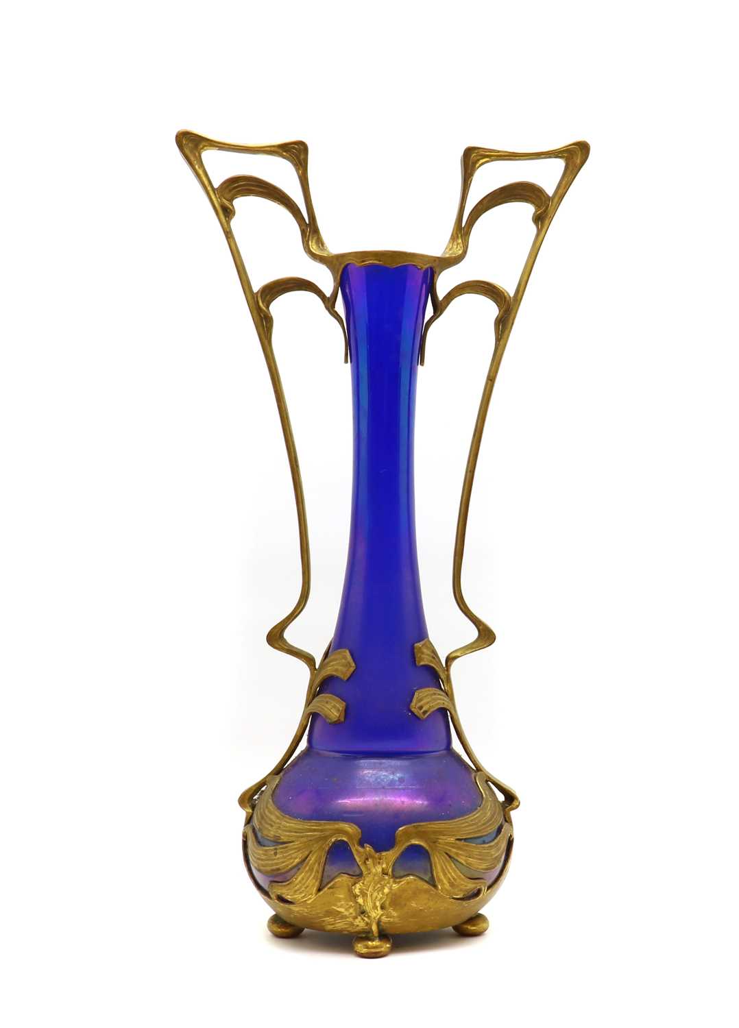 A Bohemian gilt metal mounted iridescent glass vase - Image 2 of 3