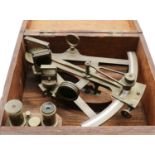 A cased brass sextant,