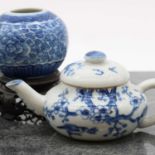 A Chinese blue and white teapot,