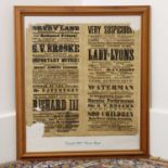 A framed Theatre Royal advertising poster or playbill,