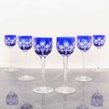A group of six St Louis cased and cut hock glasses,