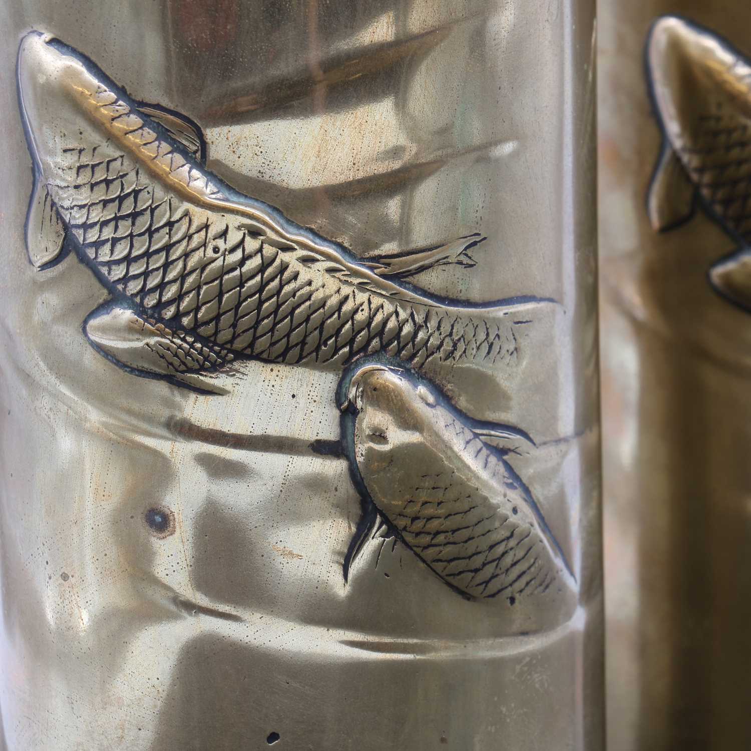 A pair of Japanese brass vases, - Image 4 of 5