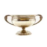 A silver punch bowl