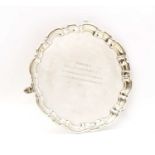 A silver presentation salver