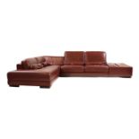 A Roche Bobois red leather corner sofa,