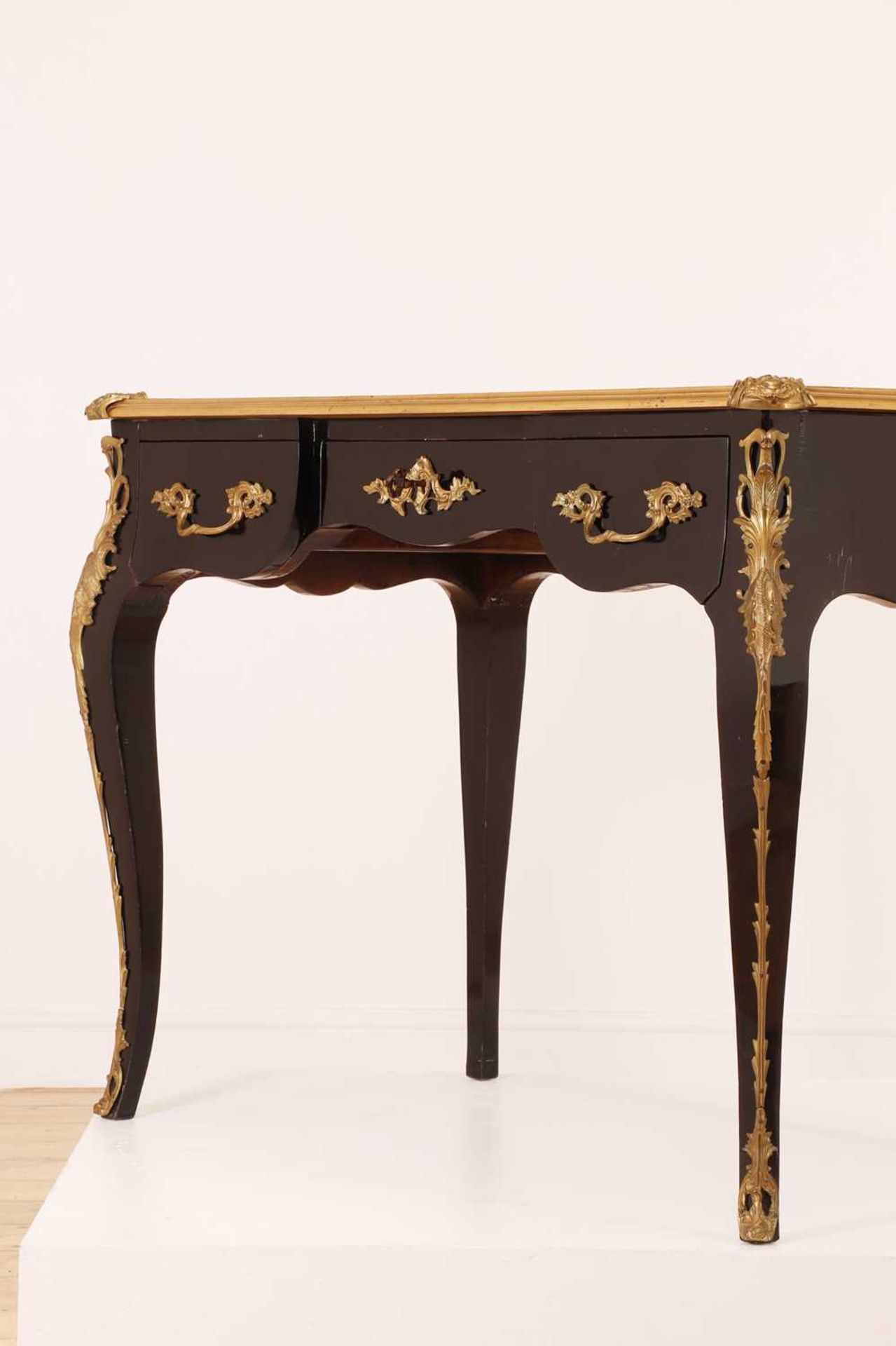 A Louis XV-style ebonised bureau plat, - Image 6 of 9