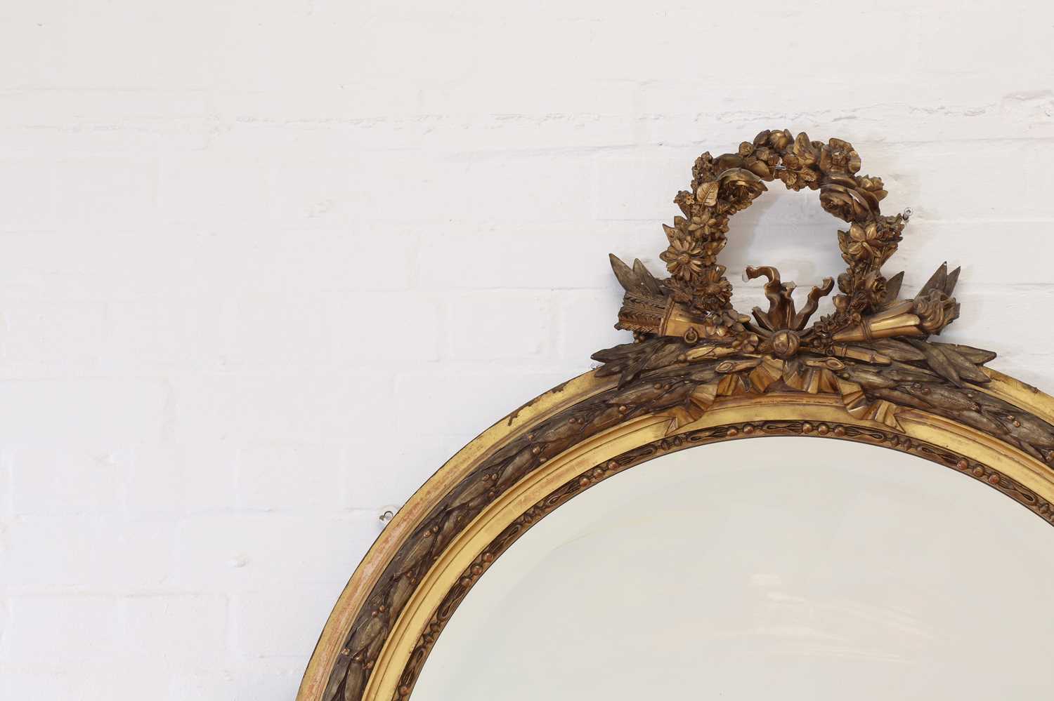 A Louis XVI-style giltwood and gesso overmantel mirror, - Image 2 of 8