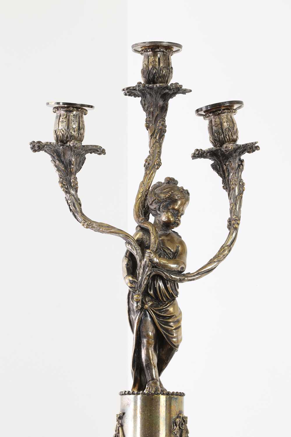A pair of Louis XVI-style silver-plated candelabra, - Image 3 of 9