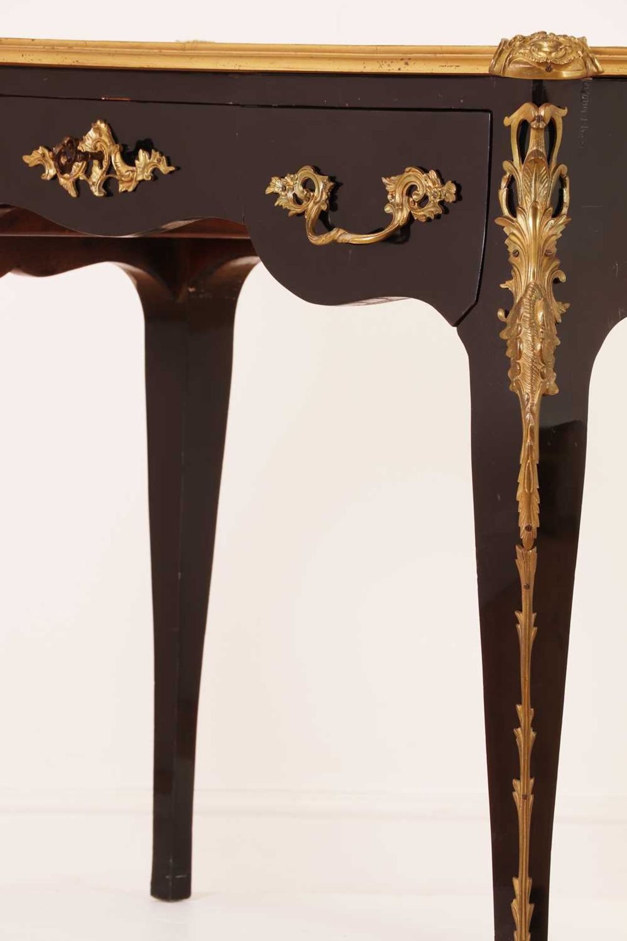 A Louis XV-style ebonised bureau plat, - Image 7 of 9