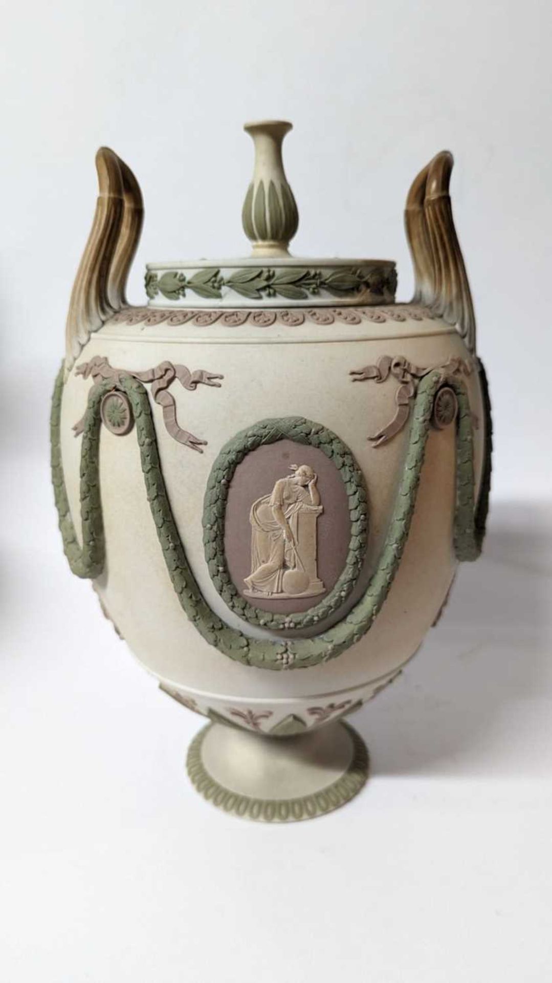 A pair of Wedgwood jasperware urns and covers, - Image 14 of 28