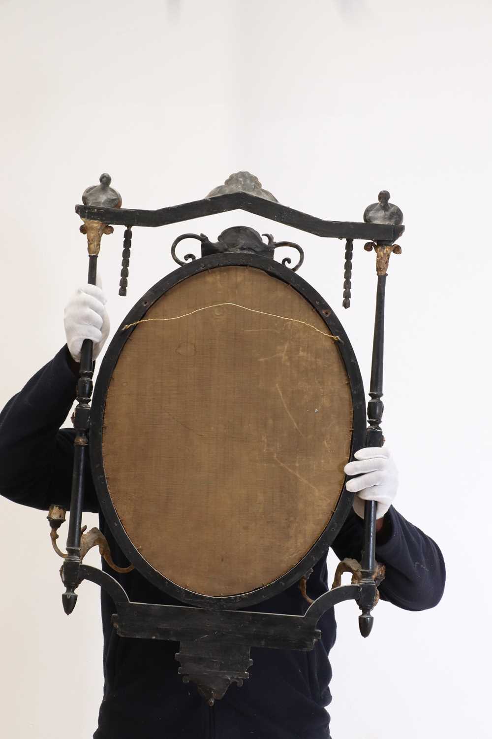 An ebonised and gilt girandole wall mirror, - Image 4 of 7