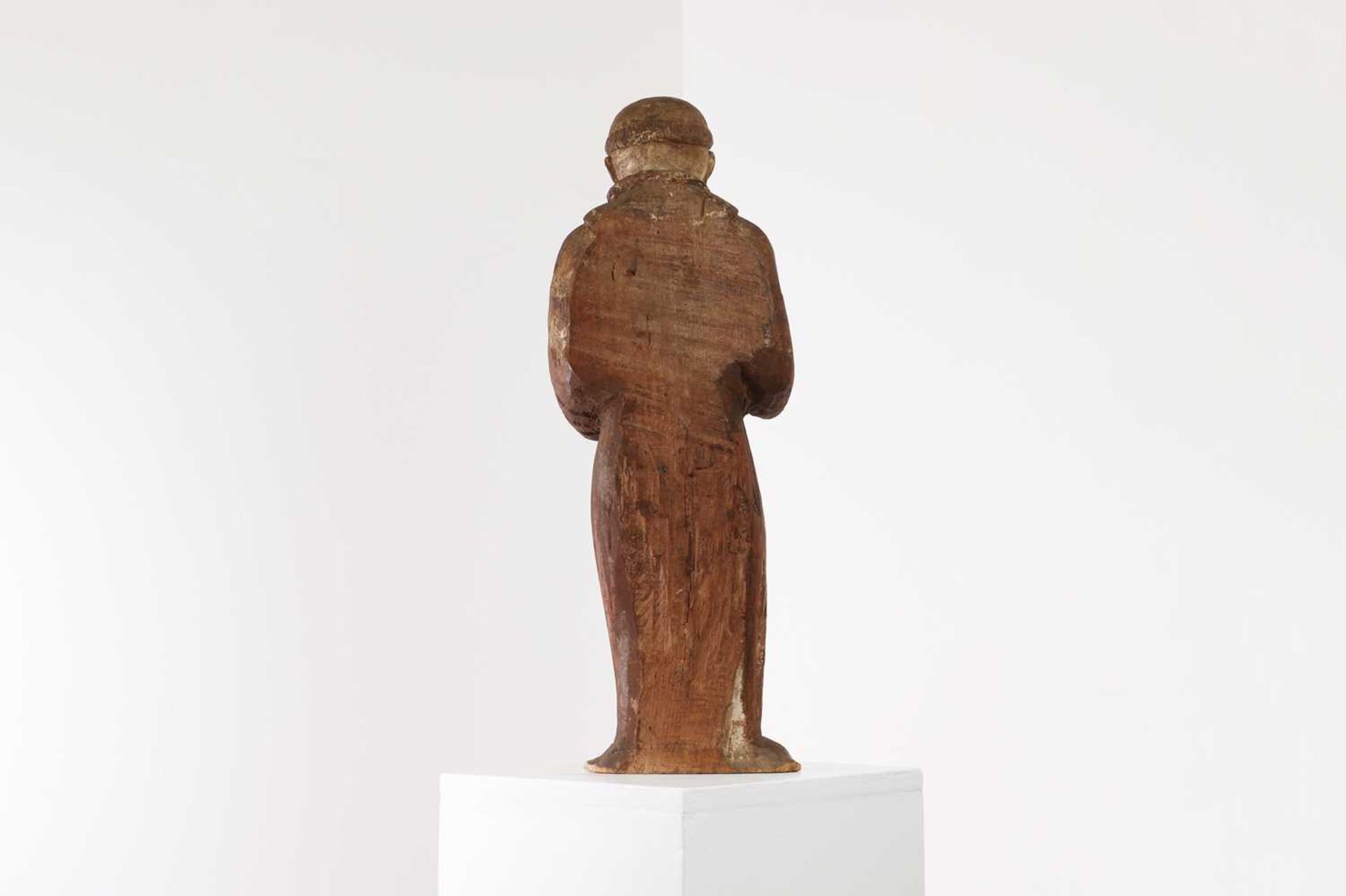 A carved walnut figure of a monk, - Image 5 of 6