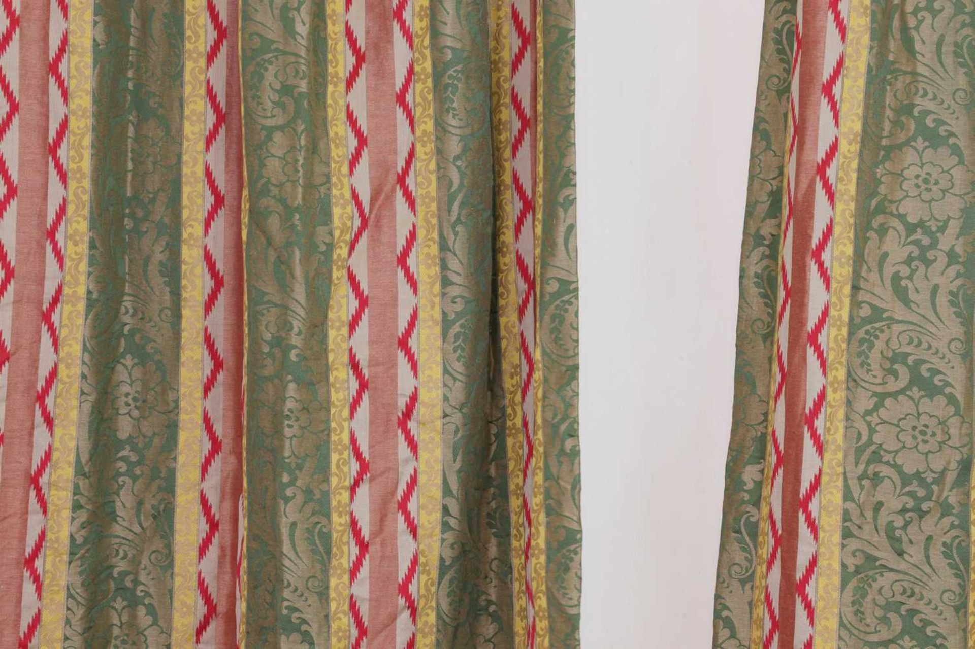 Two pairs of striped silk curtains, - Image 9 of 9