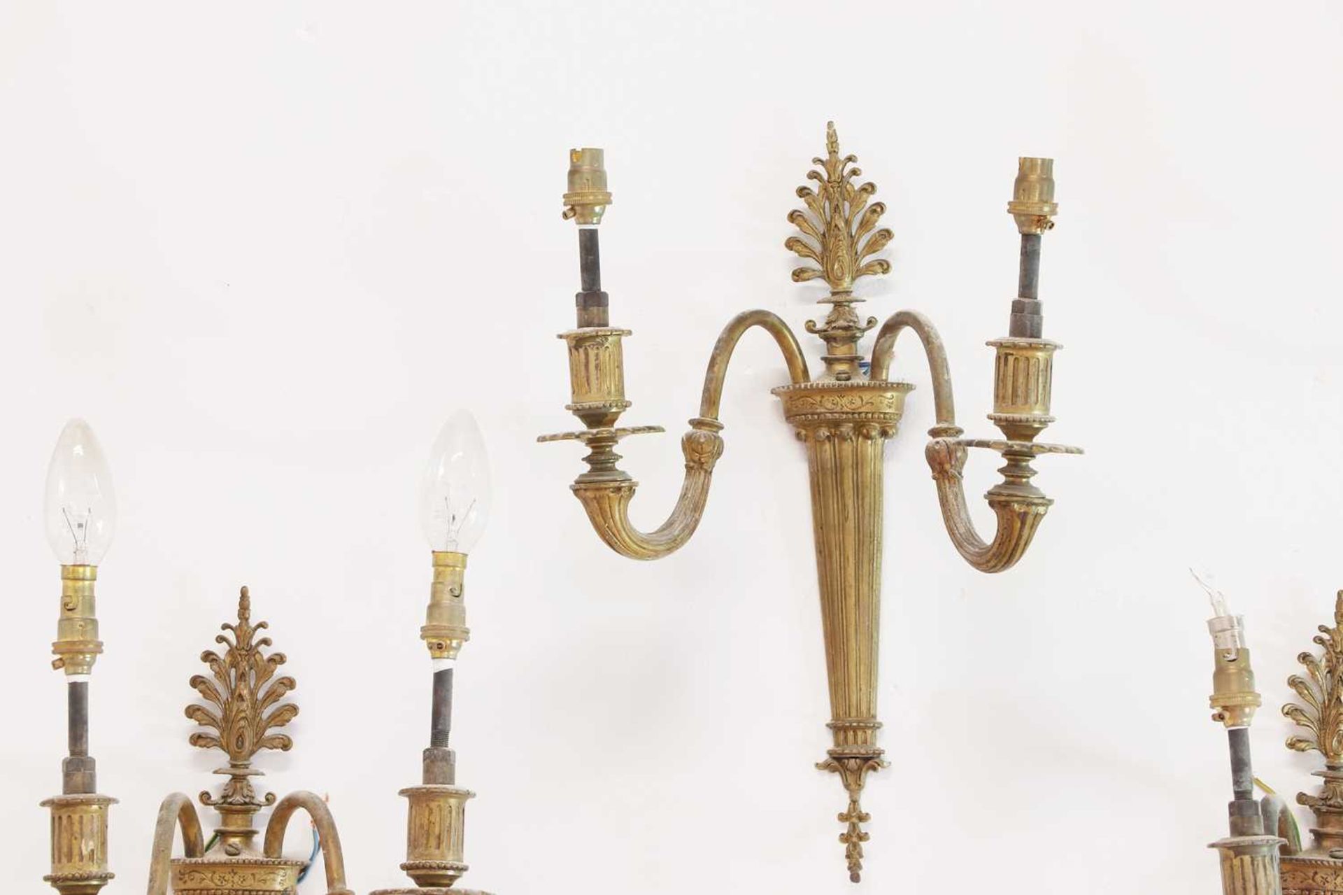 A set of six Louis XVI-style gilt-bronze wall lights, - Image 2 of 7