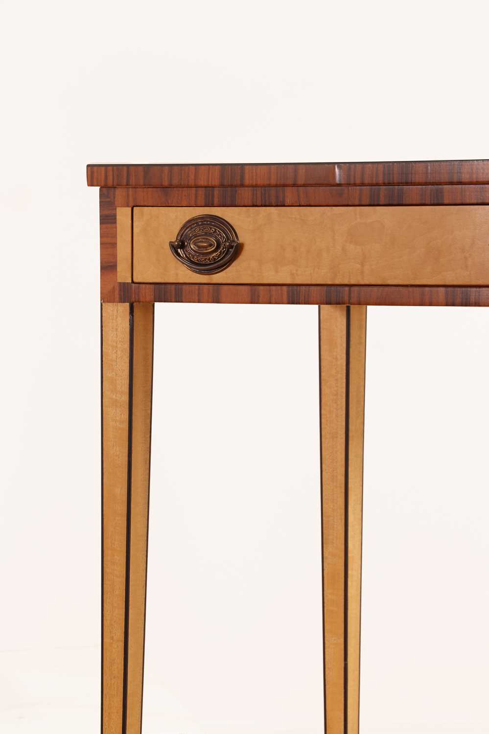 A pair of George III-style satinwood and coromandel side tables, - Image 4 of 6