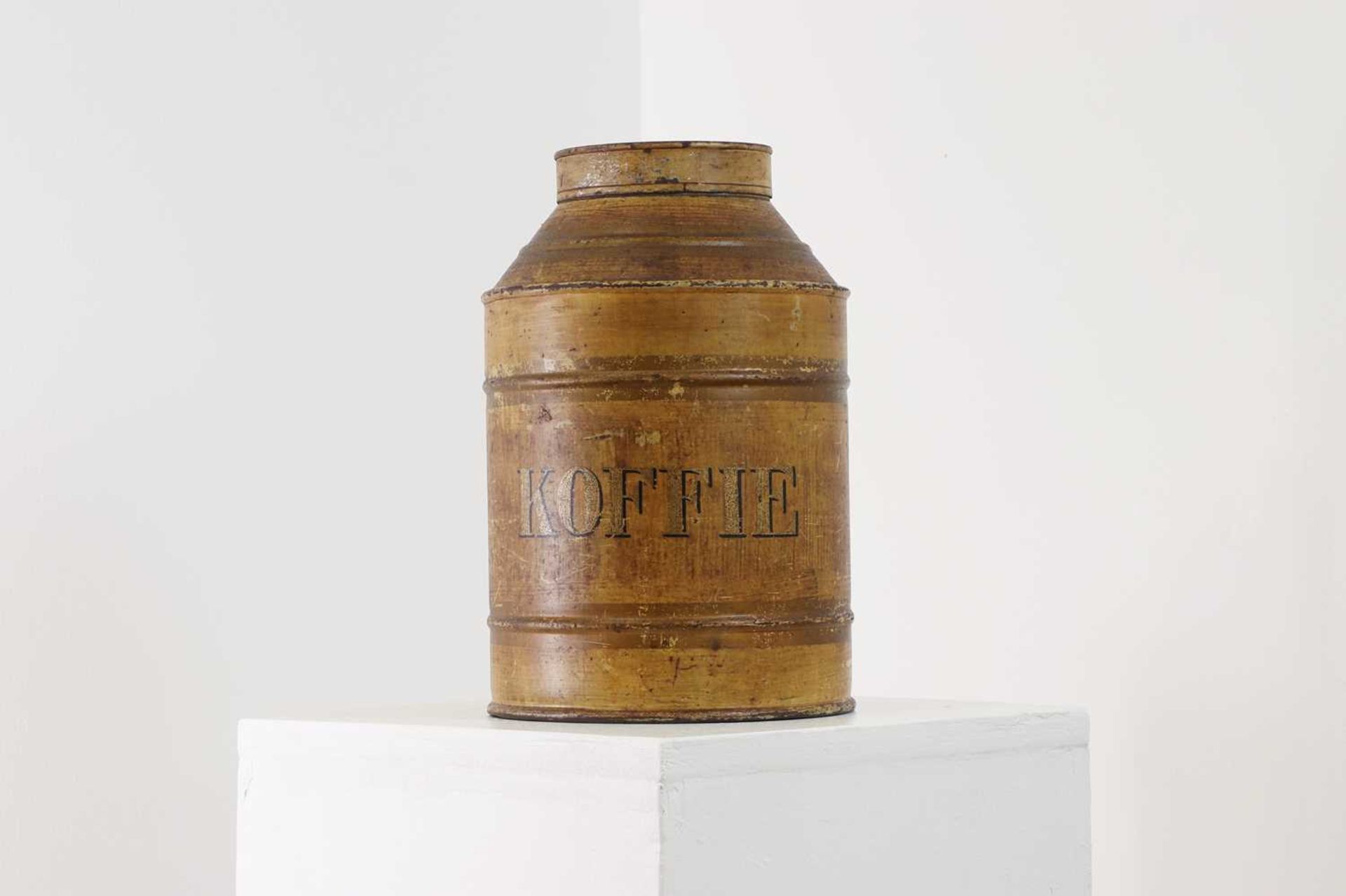 A painted toleware coffee canister,