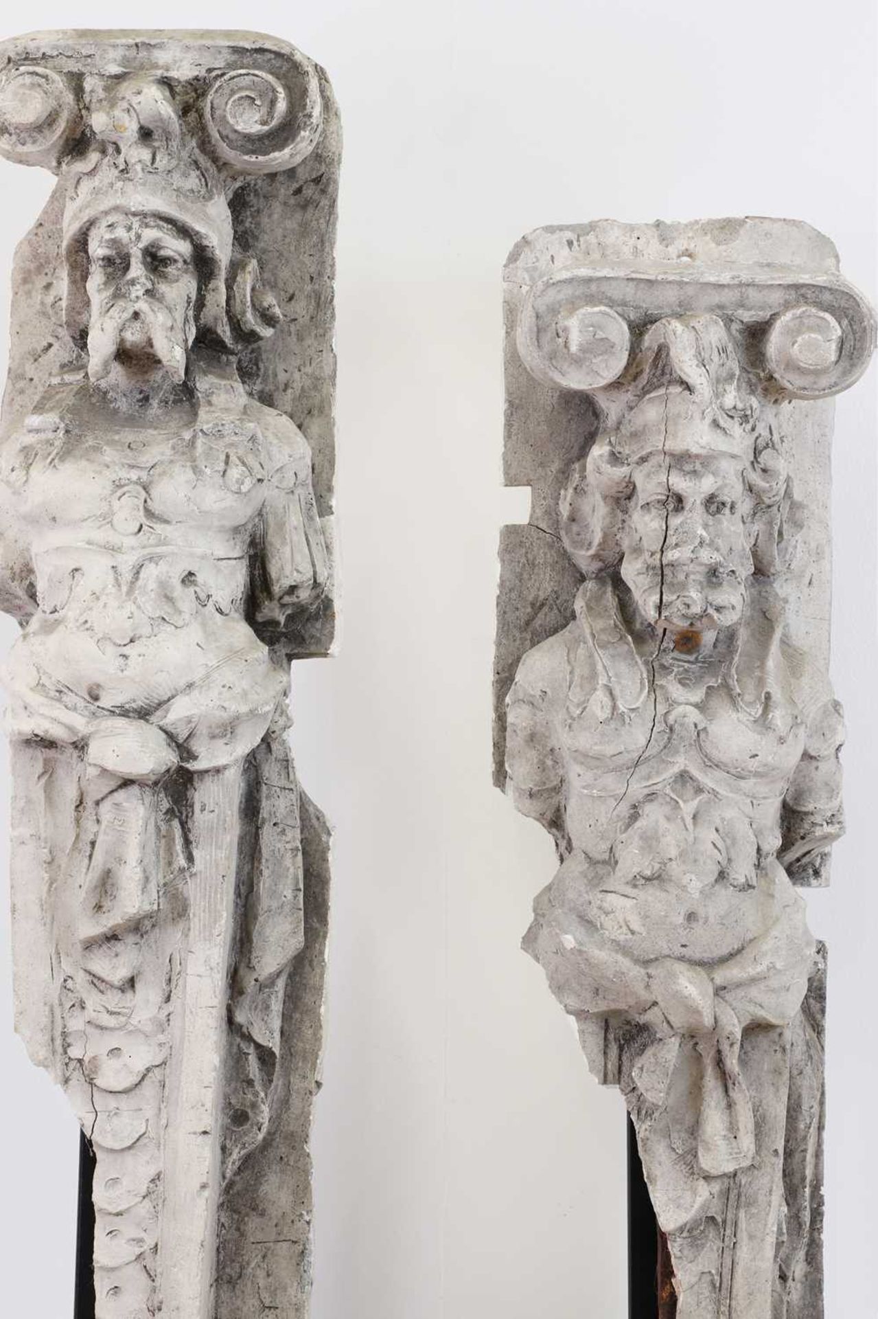 Two Renaissance-style plaster figural corbels, - Image 2 of 6